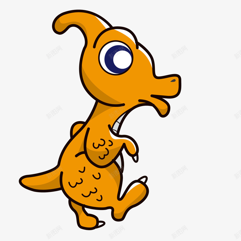 橙色的恐龙动物矢量图ai免抠素材_新图网 https://ixintu.com 动物设计 卡通 大眼睛 恐龙 橙色 远古时代 矢量图