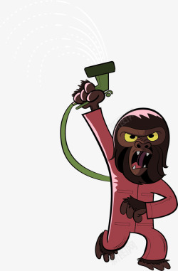 卡通猴子拿着喷头素材