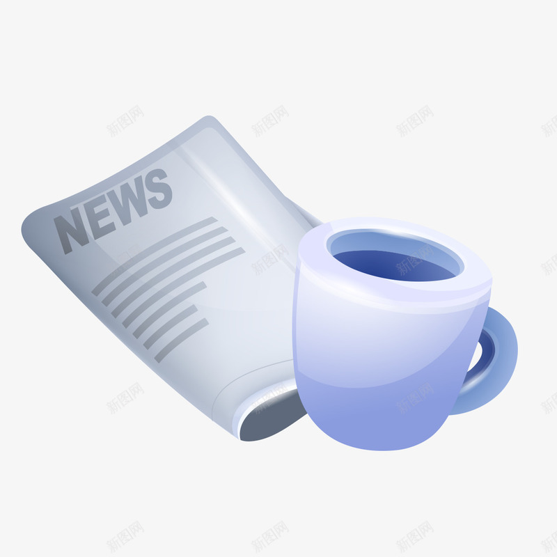 新闻报纸与茶png免抠素材_新图网 https://ixintu.com 咖啡 新闻 新闻报纸 茶杯