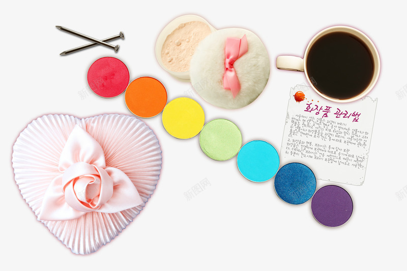 系列化妆用品png免抠素材_新图网 https://ixintu.com 化妆品海报设计素材 咖啡 眼影 粉饼