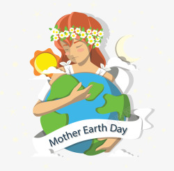 美丽抱着地球的母亲矢量图素材