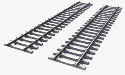 两个灰色铁质火车轨道素材