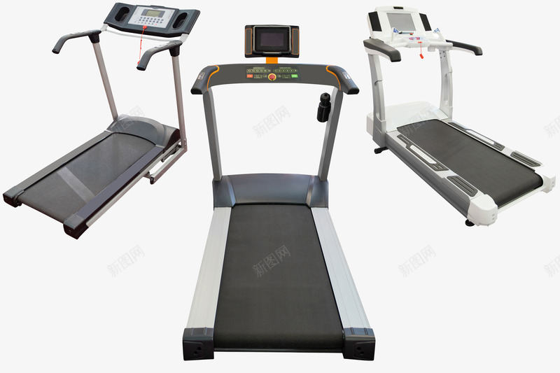 三款不同的跑步机实物图png免抠素材_新图网 https://ixintu.com 产品实物 健身 健身器材 室内健身 跑步机 黑色