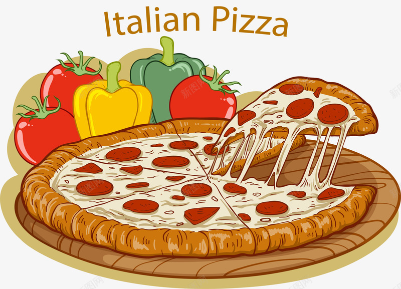 意大利手绘披萨png免抠素材_新图网 https://ixintu.com 意大利披萨 手绘披萨 矢量素材 芝心披萨