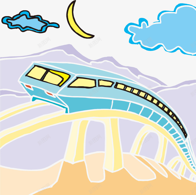 卡通手绘高速行驶地铁插画png免抠素材_新图网 https://ixintu.com 卡通的地铁 卡通的插画 平面地铁 手绘的火车 高速行驶的地铁