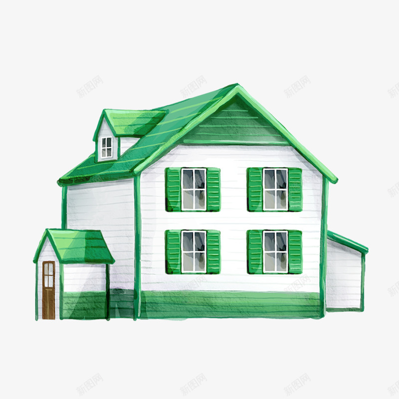绿色的小别墅png免抠素材_新图网 https://ixintu.com 别墅 房产 理想中的房子 绿色的 连排别墅