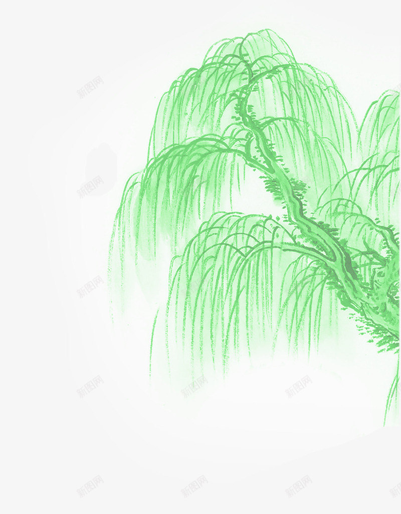 合成创意水墨绿色的柳树png免抠素材_新图网 https://ixintu.com 创意 合成 柳树 水墨 绿色