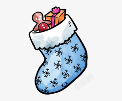 卡通手绘可爱袜子里的圣诞礼物素材
