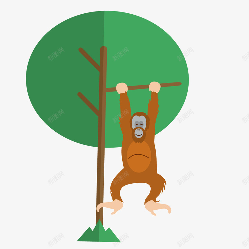 绿色树木猴子爬树png免抠素材_新图网 https://ixintu.com 树木 爬树 猴子 绿色 绿色树木