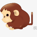 黑色卡通小猴子png免抠素材_新图网 https://ixintu.com 卡通 水彩 猴子 黑色