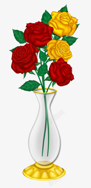 插满鲜花的花瓶png免抠素材_新图网 https://ixintu.com 红玫瑰 花瓶 鲜花