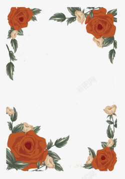 浪漫红玫瑰装饰框矢量图素材