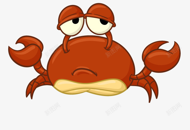 犯困的小螃蟹png免抠素材_新图网 https://ixintu.com 卡通 红色 螃蟹 装饰