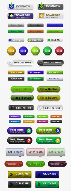 索材多款样式的PSD格式按钮图标高清图片
