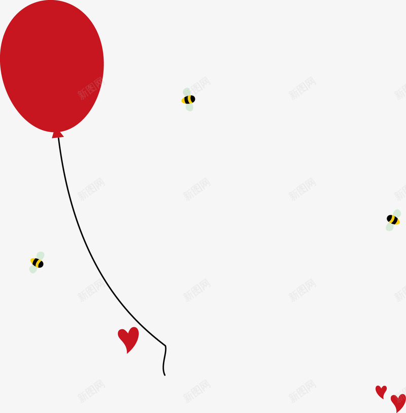 红色气球png免抠素材_新图网 https://ixintu.com 心形 气球 红色 背景装饰 蜜蜂