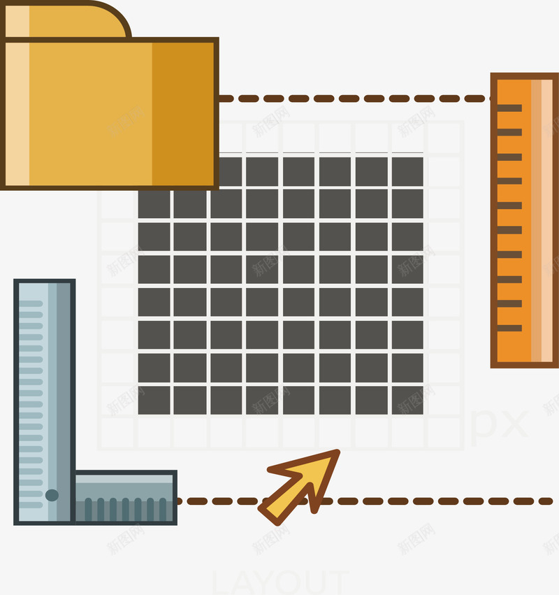 界面排版png免抠素材_新图网 https://ixintu.com 排版 文件夹 标尺 界面设计 直尺 矢量素材