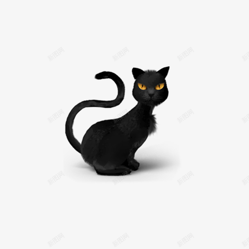 金眼睛黑猫png免抠素材_新图网 https://ixintu.com 大眼睛 恐怖 站立猫 黑猫