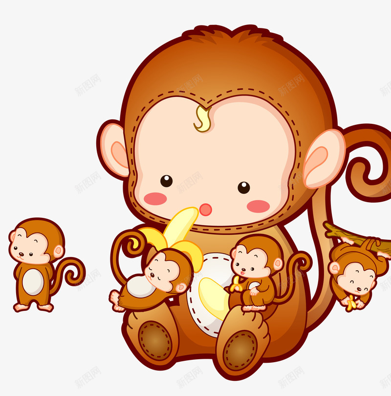 卡通生肖候png免抠素材_新图网 https://ixintu.com 卡通猴子 卡通生肖候免费png下载 可爱卡通猴子矢量图 可爱猴子