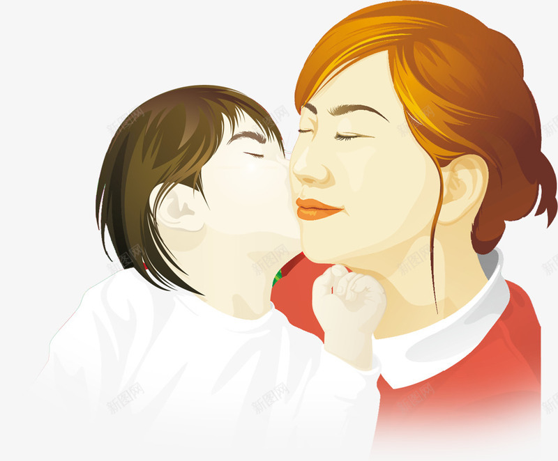 人物手绘母亲节创意亲吻png免抠素材_新图网 https://ixintu.com 亲吻 人物 创意 母亲节