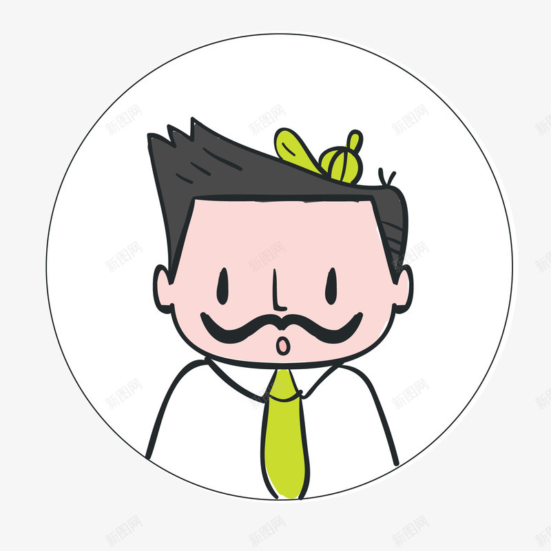 商务人士头像png免抠素材_新图网 https://ixintu.com 人物设计 卡通 商务人士 头像设计 绿色领带