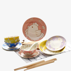 小猫手绘套碗可爱手绘风格套碗系列高清图片