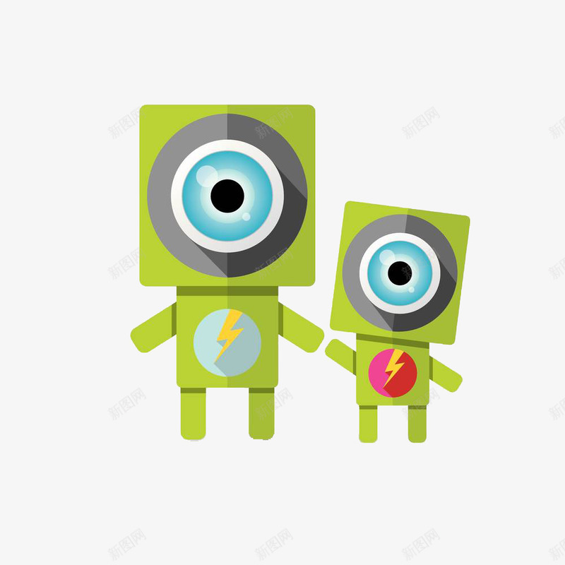 可爱的机器人png免抠素材_新图网 https://ixintu.com 卡通 可爱 大眼睛 智能 机器人 绿色 聪明 高低对比 高矮 高矮胖瘦