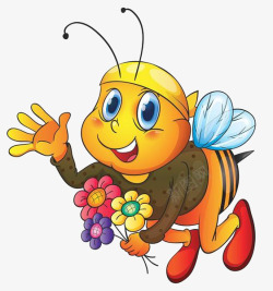 卡通蜜蜂花朵素材