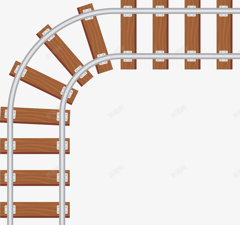 轨道拐角图png免抠素材_新图网 https://ixintu.com 动车轨道 弯曲轨道 手绘 枕木 火车轨道 火车轨道图 矢量轨道 轨道 轨道矢量图