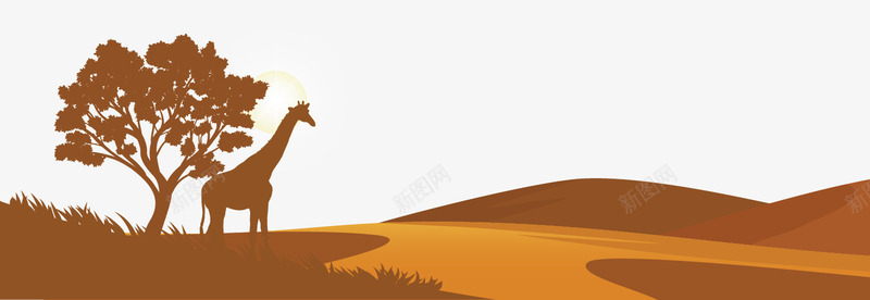 手绘沙漠矢量图ai免抠素材_新图网 https://ixintu.com 手绘 沙漠 长颈鹿 矢量图