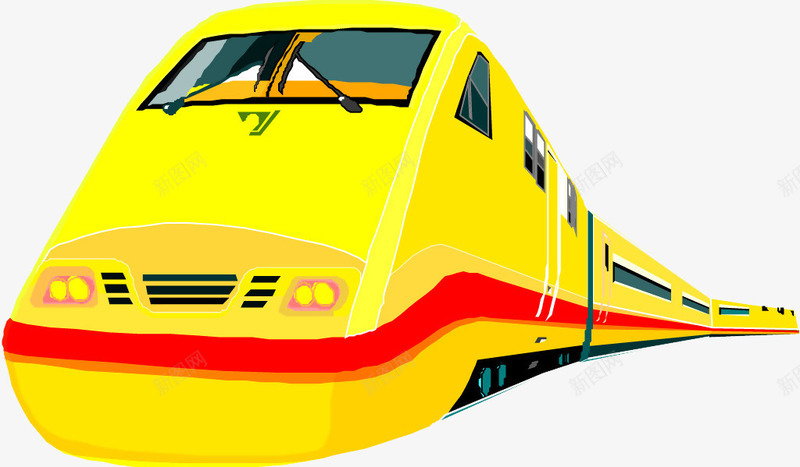 飞驰的火车png免抠素材_新图网 https://ixintu.com 交通工具 卡通 手绘 黄色