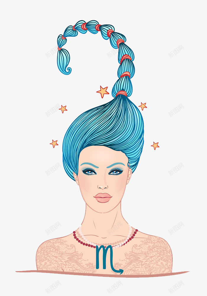 扎着马尾的公主png免抠素材_新图网 https://ixintu.com 公主 单马尾 卡通 可爱 女人 女孩 手绘 扎马尾 线条 蓝色