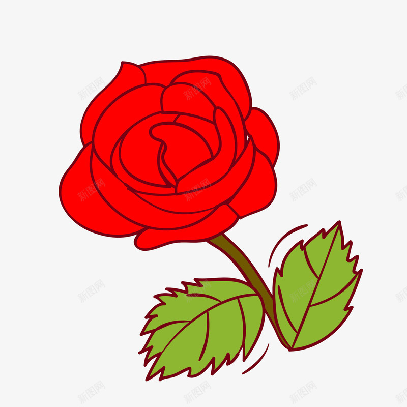 卡通红色玫瑰花图png免抠素材_新图网 https://ixintu.com 卡通 情人节 插图 玫瑰花 红色的 花朵 装饰