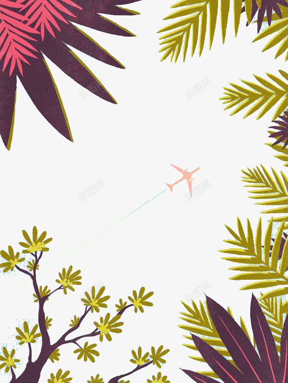 树叶中飞过的飞机png免抠素材_新图网 https://ixintu.com 极简 植物 自然