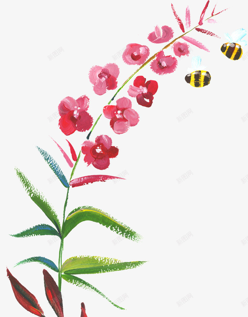 花朵上的蜜蜂png免抠素材_新图网 https://ixintu.com png图形 植物 绿叶 花卉 花朵 蜜蜂 装饰
