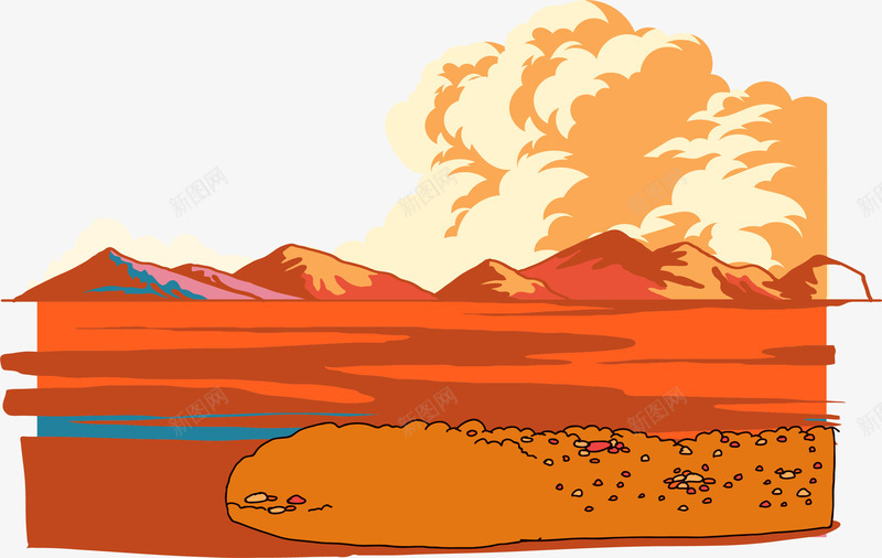手绘沙漠矢量图ai免抠素材_新图网 https://ixintu.com 山峰 手绘 沙漠 矢量图
