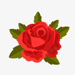卡通红色玫瑰花素材