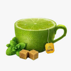 橙子样式的茶杯创意水果高清图片