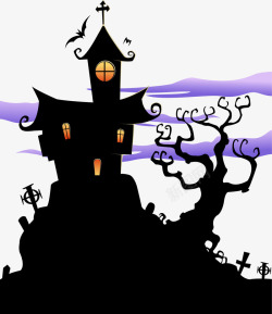 万圣节插图黑色恐怖城堡图案高清图片