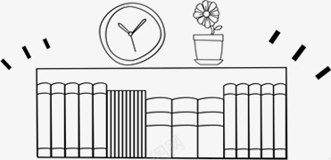 书柜png免抠素材_新图网 https://ixintu.com 书柜 简笔画 素描 素描钟 花盆 装饰 钟表