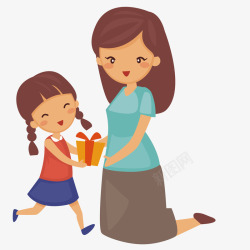 扁平母亲和女孩矢量图素材