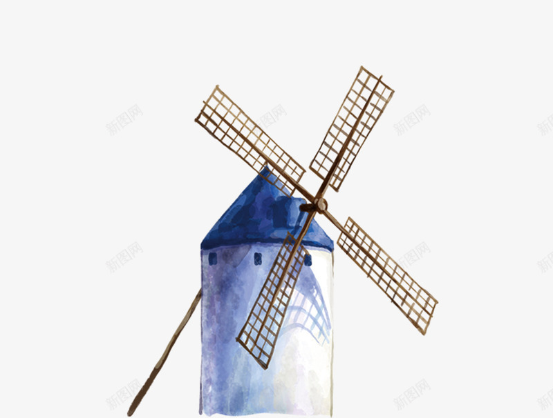 荷兰风车png免抠素材_新图网 https://ixintu.com 画 荷兰风俗风景 风车 风车手绘