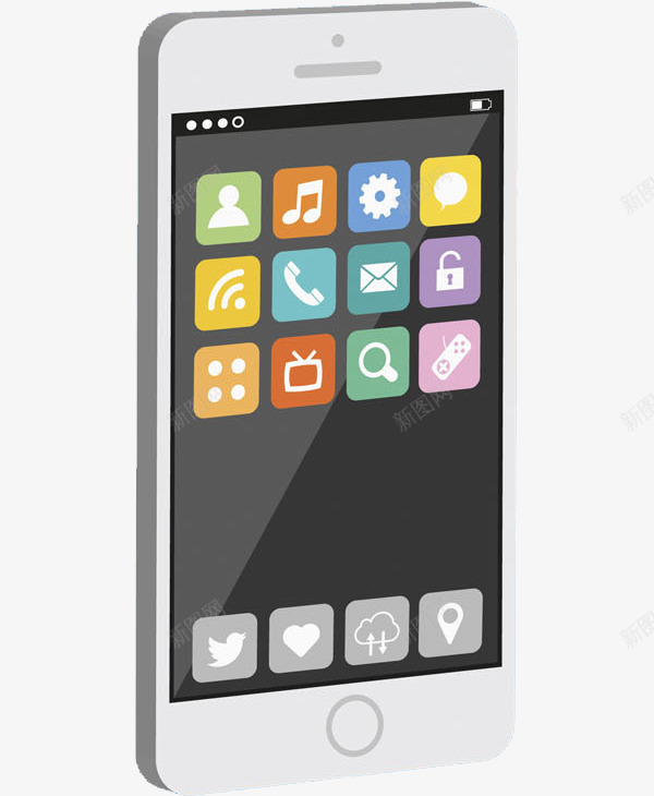 卡通白色智能手机图png免抠素材_新图网 https://ixintu.com 手机 手机界面 手机软件 插图 智能手机 白色的