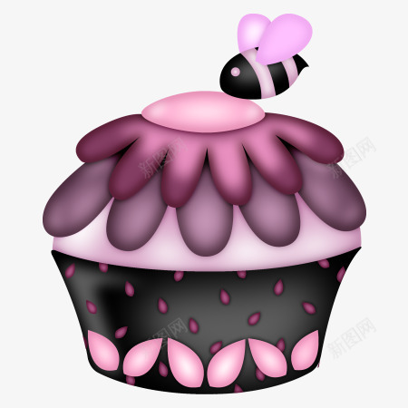 手绘蜜蜂和蛋糕png免抠素材_新图网 https://ixintu.com 卡通 手绘 蛋糕 蜜蜂