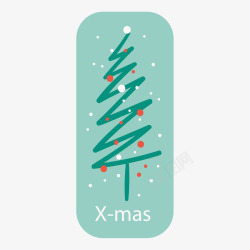 绿色圆角的圣诞快乐标签矢量图素材