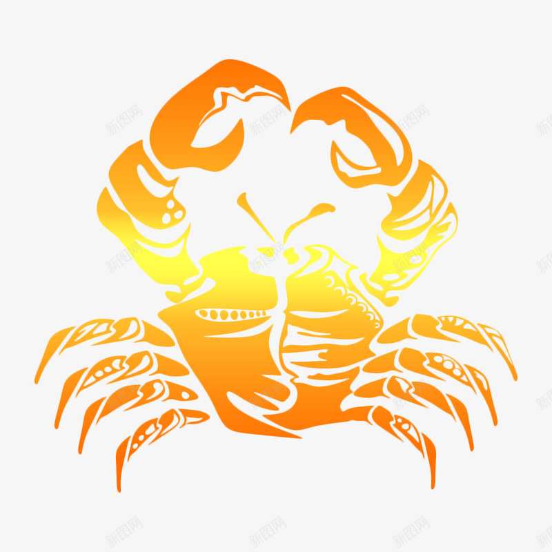 卡通线条橙色螃蟹png免抠素材_新图网 https://ixintu.com 卡通 卡通螃蟹 橙色 线条 食物