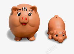 卡通猪公仔摆件两只陶瓷的猪公仔高清图片