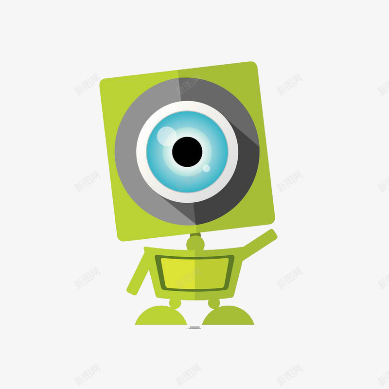 大眼睛独眼智能机器人png免抠素材_新图网 https://ixintu.com 人工智能 实用 科技 绿色 自动化机器人 遥控