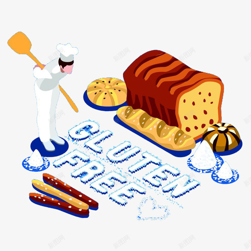 卡通厨师面包png免抠素材_新图网 https://ixintu.com 制作面包 卡通厨师 厨师 美食 面包 面食