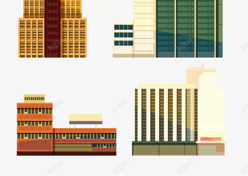 卡通高楼矢量图eps免抠素材_新图网 https://ixintu.com 卡通 装饰 高楼 矢量图