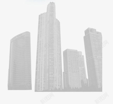 高楼大厦灰色剪影png免抠素材_新图网 https://ixintu.com 城市大楼 大厦 高楼